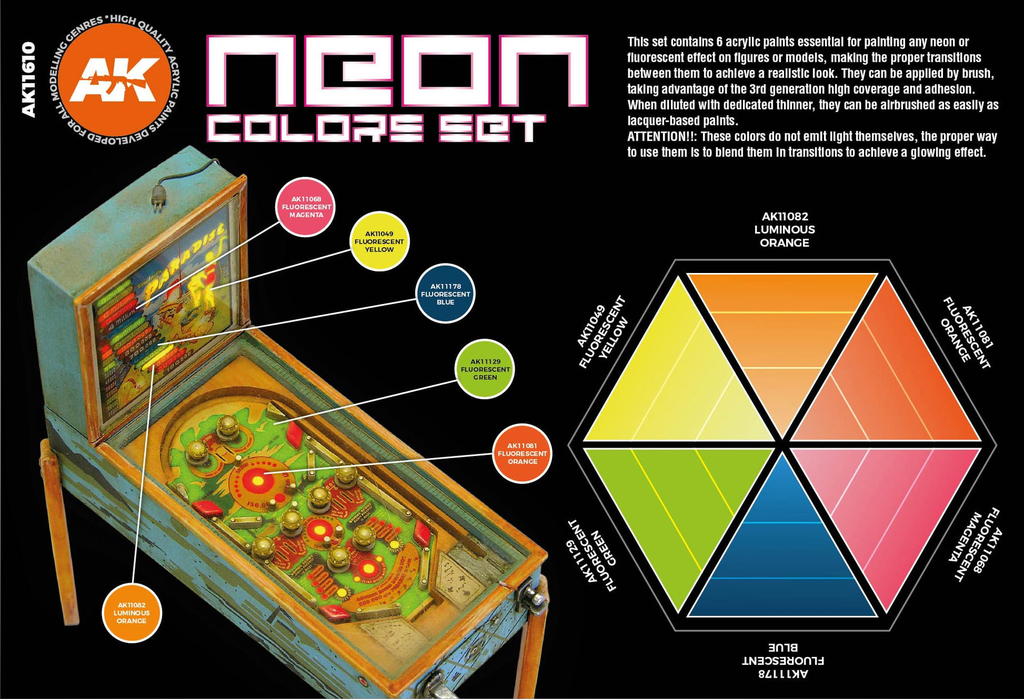 Ak : Neon Pack Colors Set (6pcs) │ 3rd Generation Acrylics