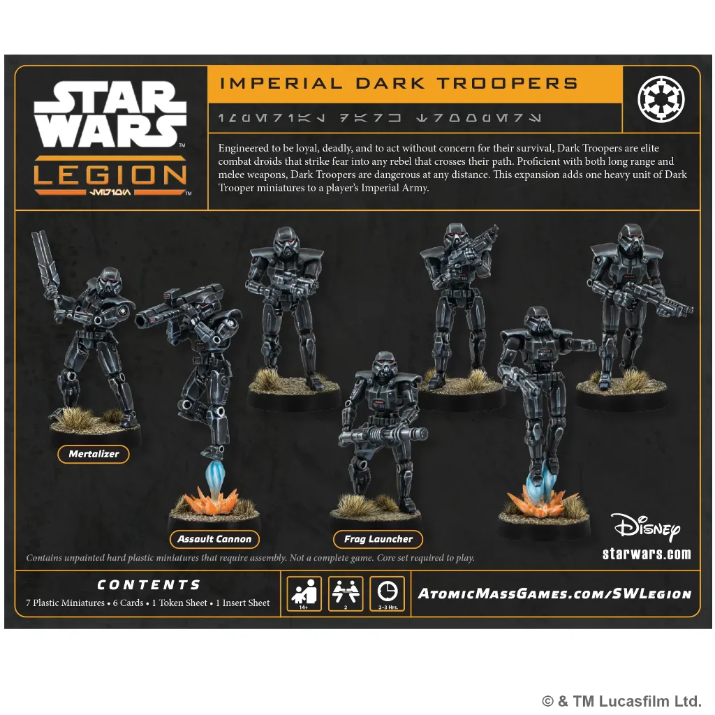 arrière de la boite dark troopers star wars legion swq63 atomic mass games