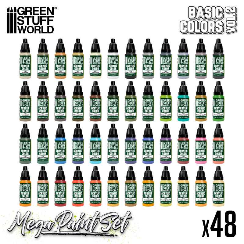 Green Stuff : Mega Paint Set - Basic Color Vol.2 (48pcs)