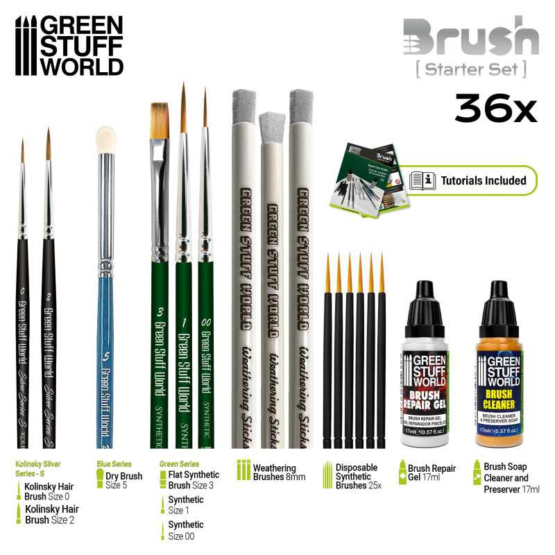 Green Stuff : Set de pinceaux de démarrage
