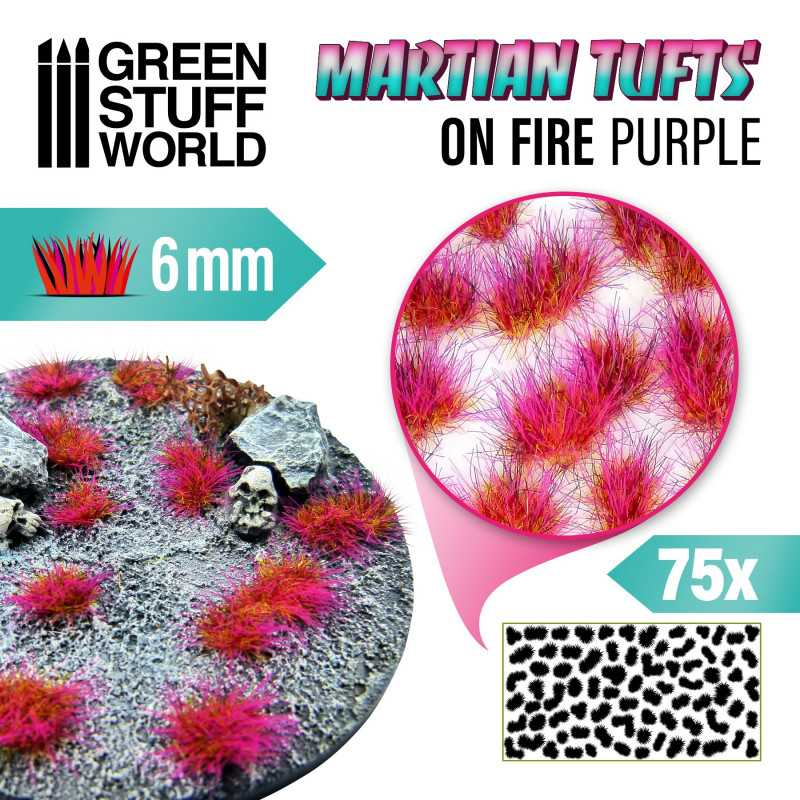 [GSW 10679] Green Stuff : Touffe d'herbe 6mm "ON FIRE Purple" (75pcs) │ Martian Tufts