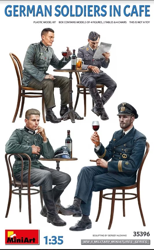 MiniArt : German Soldiers in Cafe 1/35 - 4 Figurines & Mobilier de Bistrot │ Ref. 35396