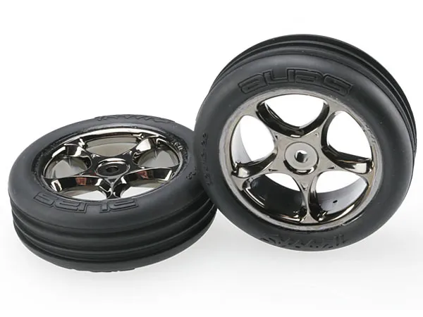 [TAX 2471A] Traxxas : Pneu Alias sur Jante Tracer Black & Chrome (2.2') TSM Rated - HEX 12mm │ 2WD [Front]
