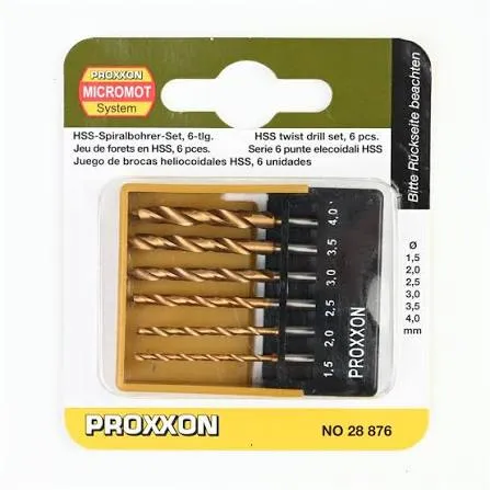 [PRN 28876] Proxxon Micromot : Jeu de 6 Forets HSS avec Pointe de Centrage (Ø 1,5 à 4,0 mm) │ Réf. 28876