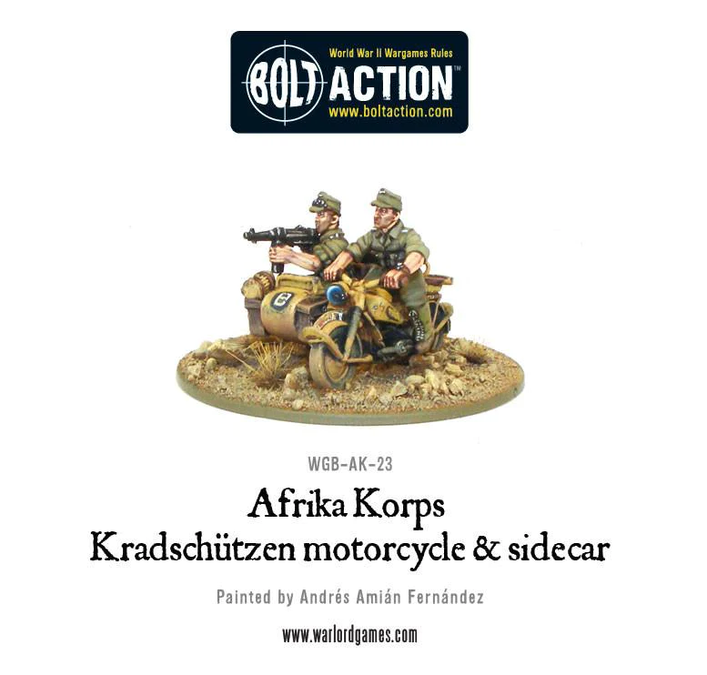 Bolt Action : Afrika Korps Kradschutzen motorcycle and sidecar │ Early - Mid