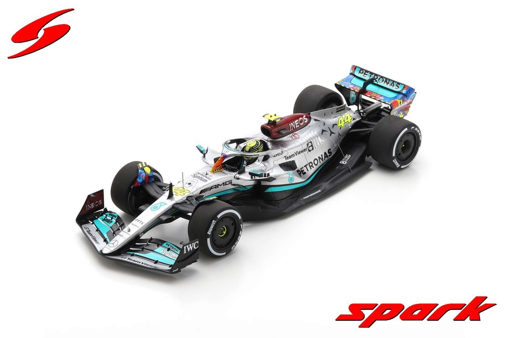 Spark Model : Mercedes-AMG Petronas F1 W13 E Performance No.44 Mercedes-AMG Petronas F1 Team Miami GP 2022 Lewis Hamilton With Acrylic Cover [1/18]
