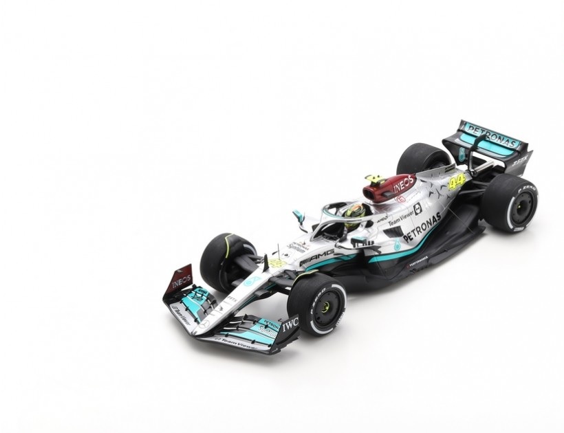 Spark Model : Mercedes-AMG Petronas F1 W13 E Performance No.44 Mercedes-AMG Petronas F1 Team 2nd French GP 2022 Lewis Hamilton 300th GP With Acrylic Cover [1/18]