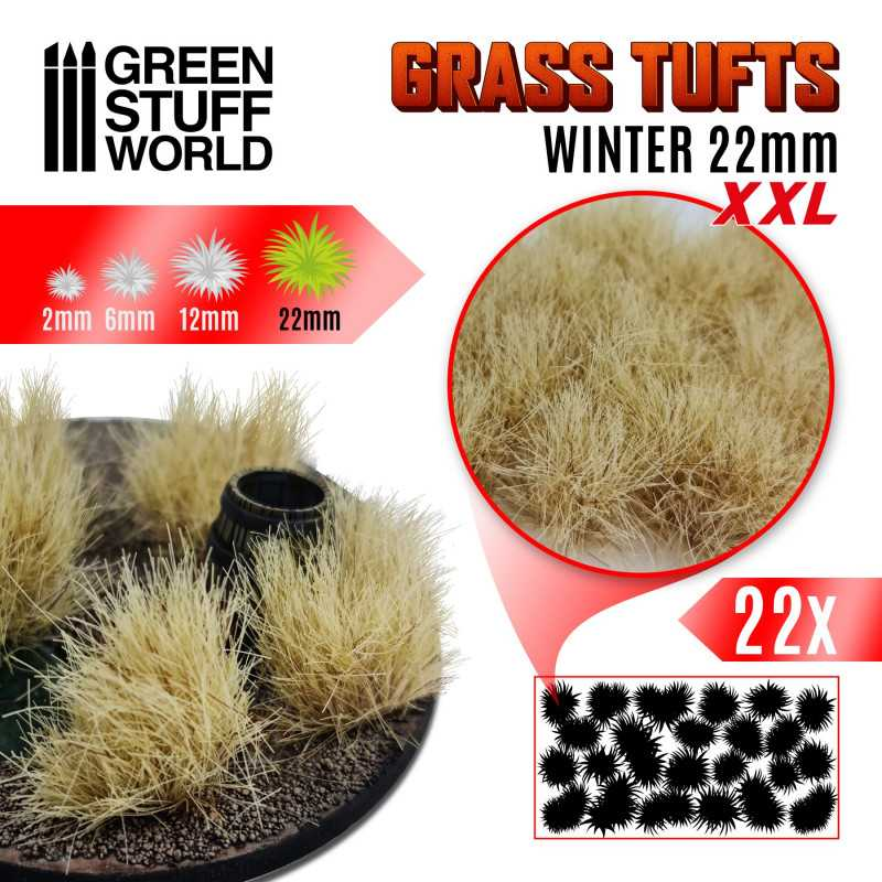 [GSW 11451] Green Stuff : Touffe d'herbe 22mm "Winter" (22pcs) │Grass Tufts XXL
