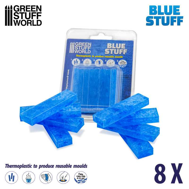 Green Stuff World : Blue Stuff - Plastique Thermoplastique de Moulage Réutilisable (8 Barres)