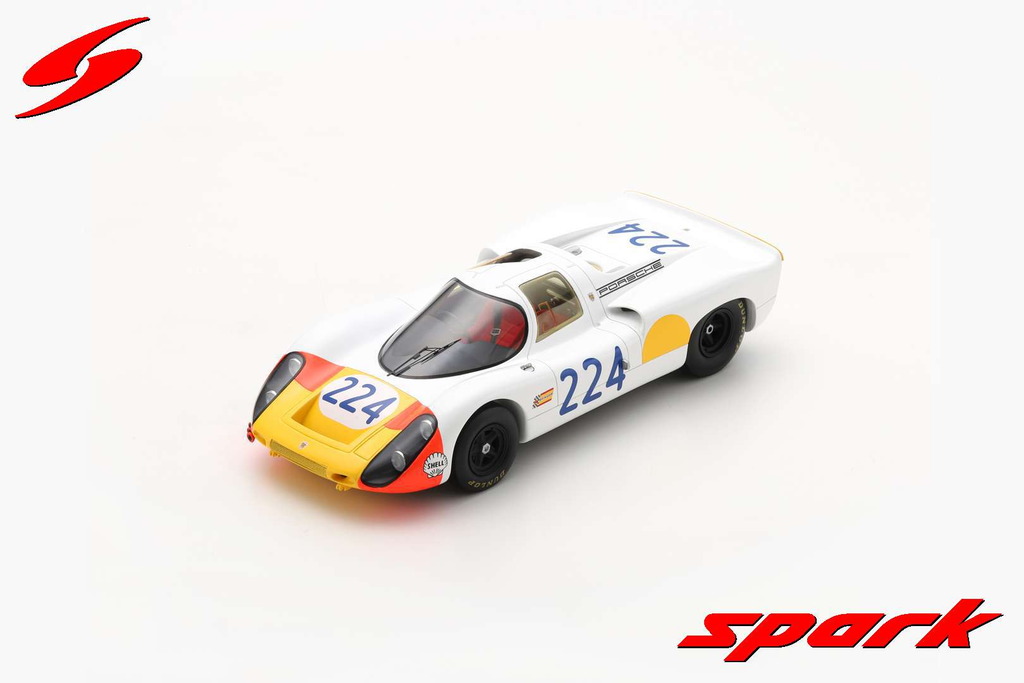 Spark : PORSCHE 907 │ NO.224 WINNER TARGA FLORIO 1968 V. ELFORD - U. MAGLIOLI WITH ACRYLIC COVER [1/18]