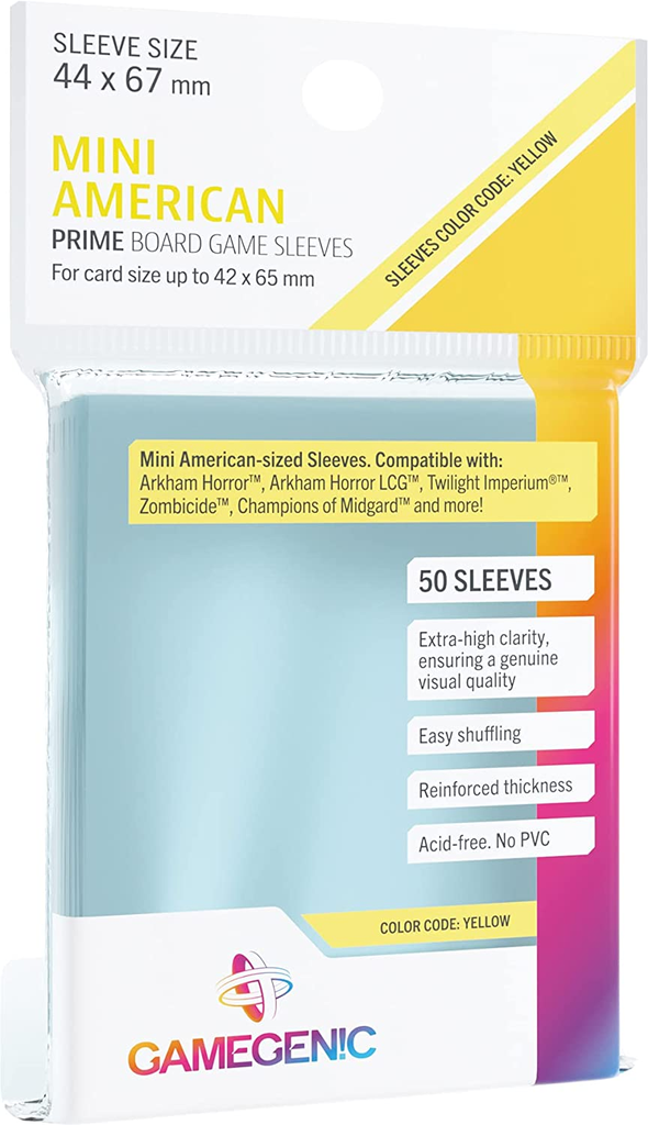 [GEG GGS10052ML] GameGenic : Sleeves Mini American 44x67mm │ Code Yellow (50pcs)