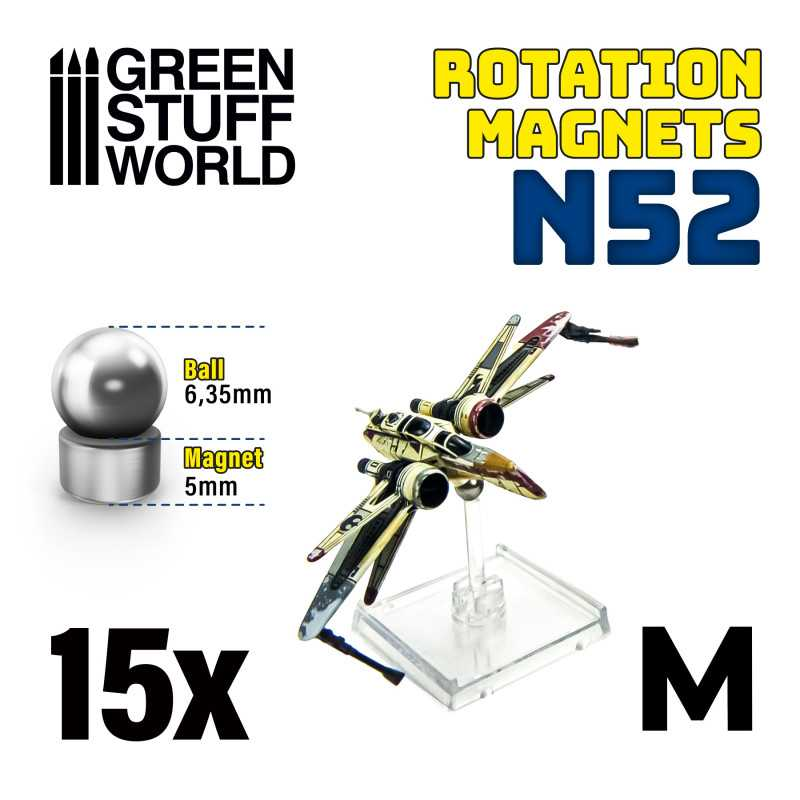 [GSW 9276] Green Stuff : Aimants Rotatifs en Néodymes (N52) "M" │ Ball : 6.35mm - Magnet : 5mm (15pcs)