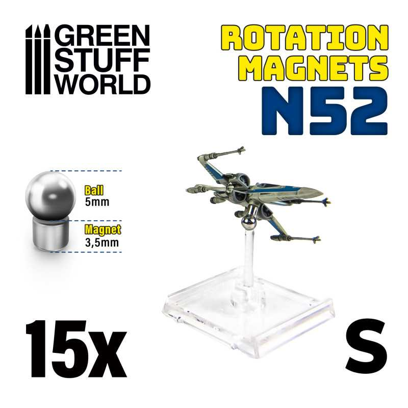[GSW 9275] Green Stuff : Aimants Rotatifs en Néodymes (N52) "S" │ Ball : 5mm - Magnet : 3.5mm (15pcs)