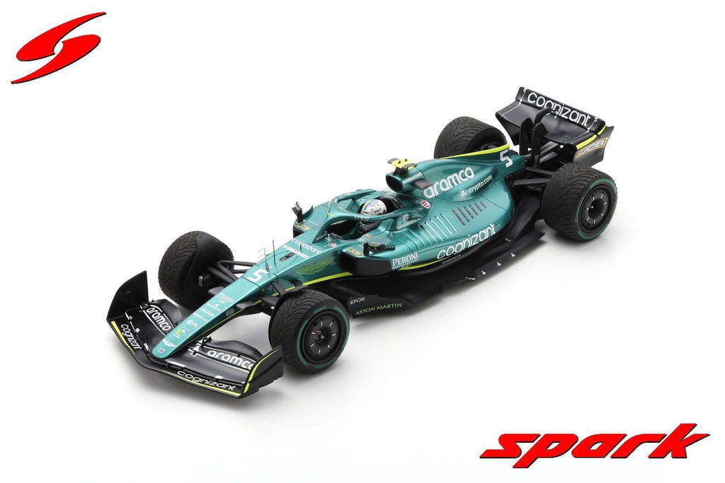 Aston Martin AMR22 No.5 Aston Martin Aramco Cognizant F1 Team Emilia Romagna GP 2022 Sebastian Vettel avec vitrine [1/18]