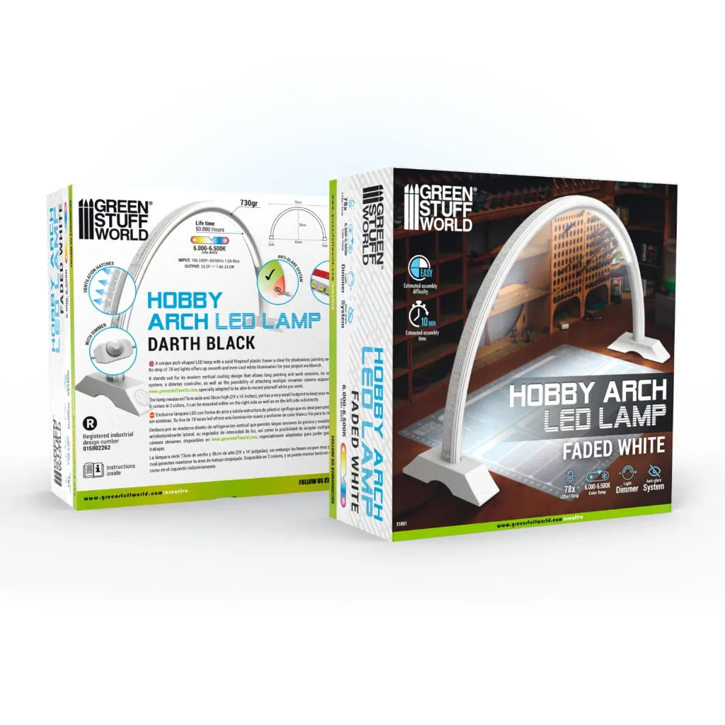 Green Stuff World : Lampe LED Hobby Arch Blanc Mat (Éclairage en Arc Sans Ombres) │ Peinture & Studio