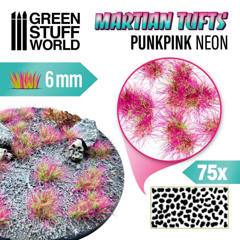 [GSW 10681] Green Stuff : Touffe d'herbe 6mm "Punkpink NEON" (75pcs) │ Martian Tufts