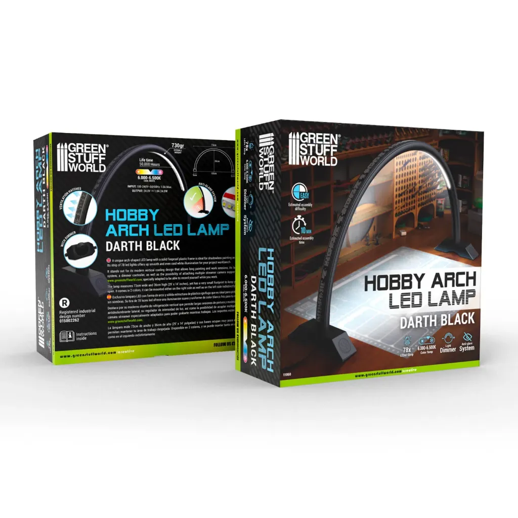 [GSW 11060] Green Stuff World: Hobby Arch LED Lamp Matte Black (Schaduwloze Booglamp) │ Modelbouw & Fotografie