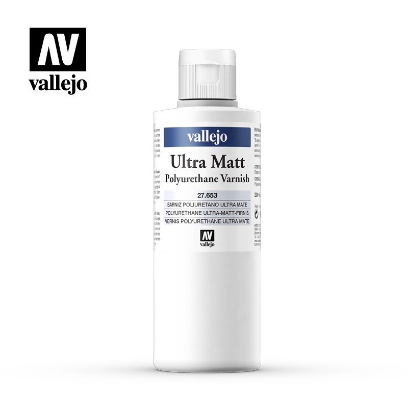 [VAL 27.653] Vallejo: Ultra Matt Polyurethane Varnish High Resistance (200ml Bottle) │ Ref. 27.653