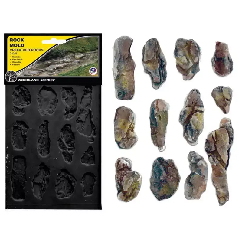 [WOO C1246] Woodland Scenic : Moule souple pour rochers "Creek Bed Rocks"