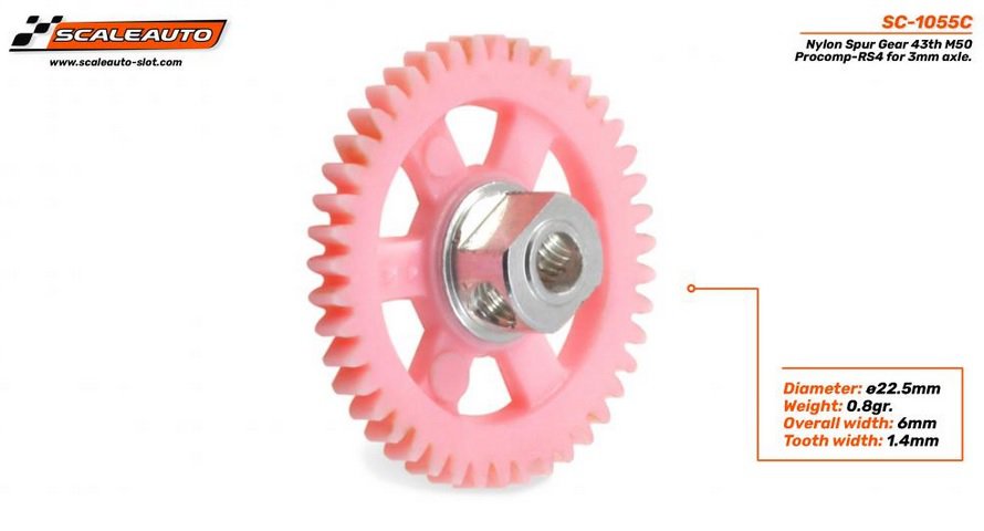 [SCT SC-1055C] Couronne 43 dents M50 Nylon RS Procomp axe 3mm