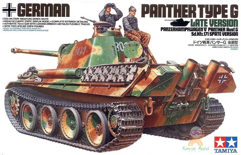 Tamiya : German Panther Type G Late Version
Panzerkampfwagen V Ausf G (Sd.Kfz.171) Späte Version │ Military Miniature Series No.176