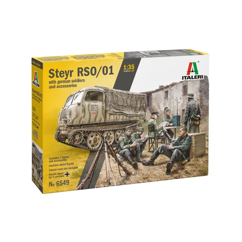 [ITA 6549] Italeri: Steyr RSO/01 met Duitse Soldaten & Accessoires Modelbouw 1/35 │ Ref. 6549