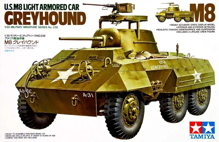 Tamiya : U.S. M8 Light Armored Car Greyhound │ Military Miniature Series No228
