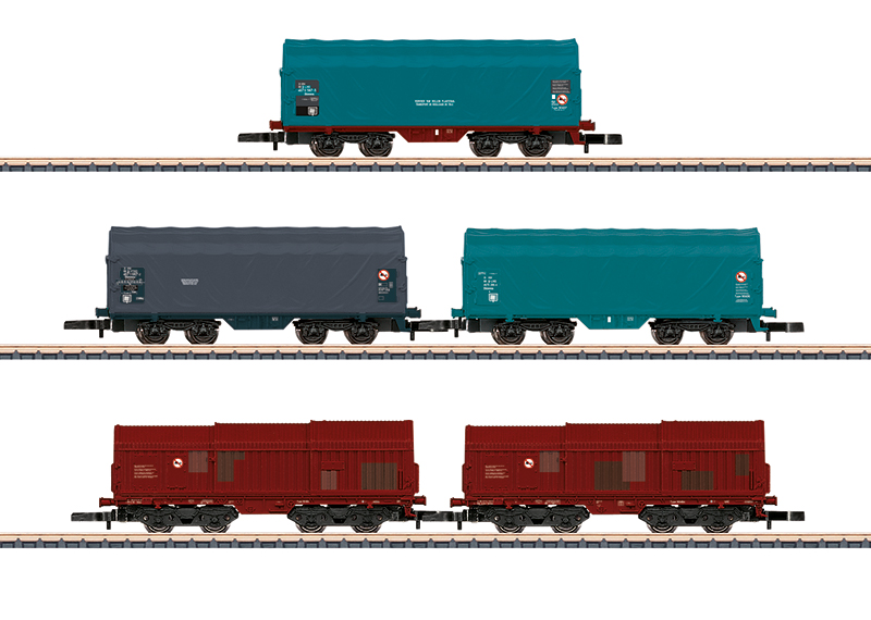 Marklin : 3 wagons Bachés et 2 wagons téléscopique SNCB - NMBS