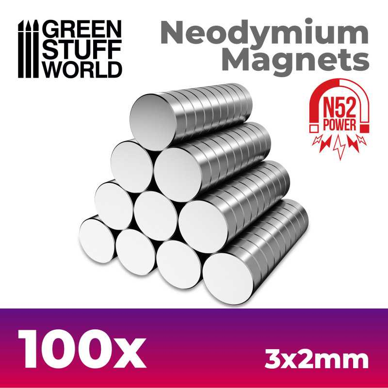 [GSW 9264] Green Stuff : Aimants Néodymes (N52) - 3x2mm (100pcs)