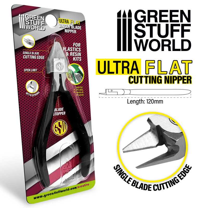 [GSW 2759] Green Stuff World: Ultra Platte Single Blade Zijkniptang │ Precisie Tang