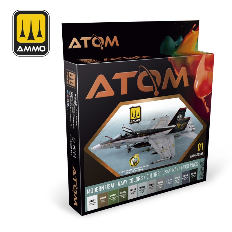 MIG Atom : Set Acrylique - Modern USAF-NAVY Colors │ Pack #1 │ Atom Acrylique Paint