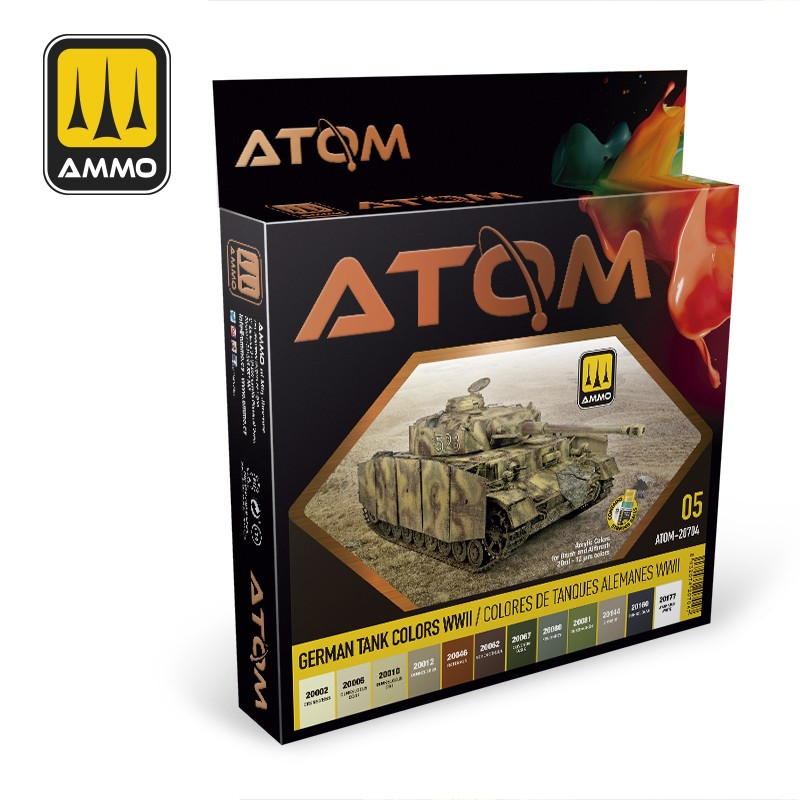 MIG Atom : Set Acrylique - German tank Colors WWII │ Pack #05 │ Atom Acrylique Paint
