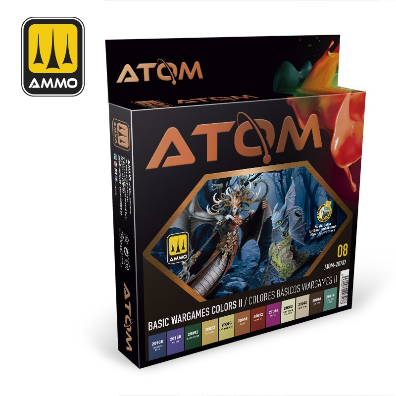 MIG Atom : Set Acrylique - Basic Wargames Colors II │ Pack #08 │ Atom Acrylique Paint