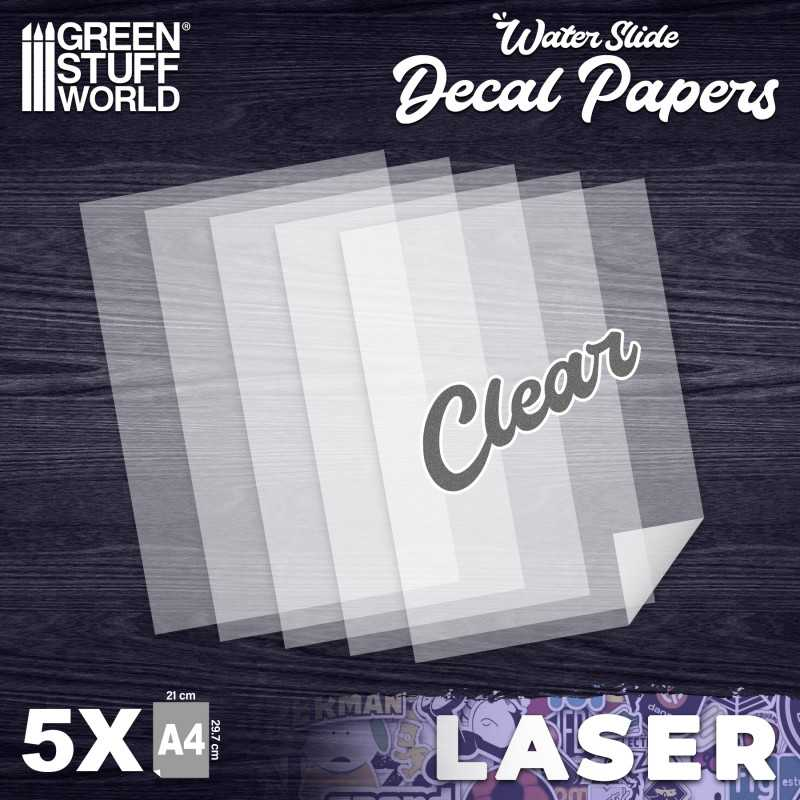 [GSW 10068] Green Stuff : Feuilles Transparentes pour décalcomanie custom "Imprimante Laser"  (5pcs)