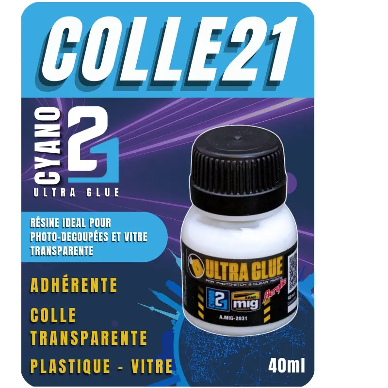 Colle21 : Colle "Ultra Glue" pour pièces transparentes (40ml)