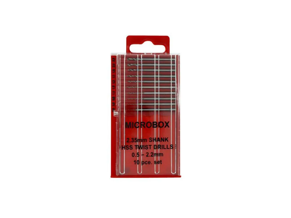 [MCF PDR4005] Modelcraft : Set de 10 Micro-forets HSS à Queue Standard 2,35 mm (0,5 - 2,2 mm) │ Réf. PDR4005