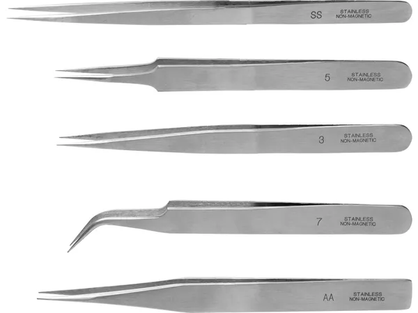 [MCT PTW2185/S] Modelcraft : Set de 5 Pinces Brucelles de Précision (Acier Inoxydable) │ Ref. MCF PTW2185-S