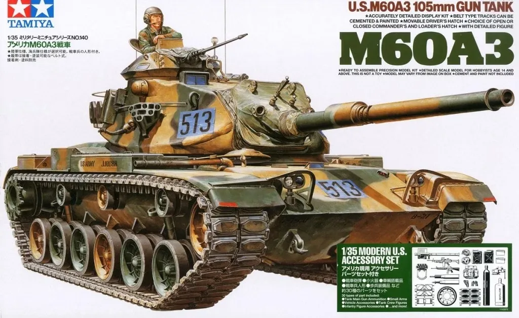Tamiya : Char Américain U.S. M60A3 avec set d'accessoires modernes (1/35)