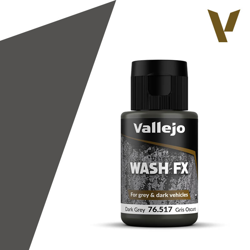 Vallejo : Wash FX Dark Grey / Gris Oscuro - Acrylic Weathering Wash (35ml) │ Ref. 76.517