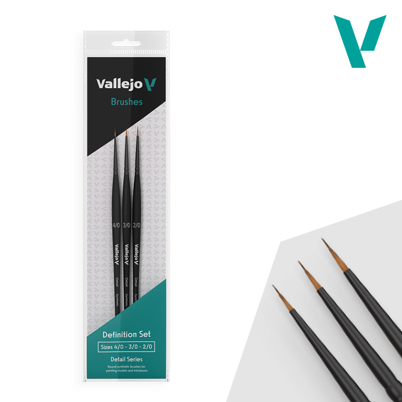 [VAL B02990] Vallejo Tools: Definition Brush Set - Set van 3 Precisie Penselen │ Ref. B02990