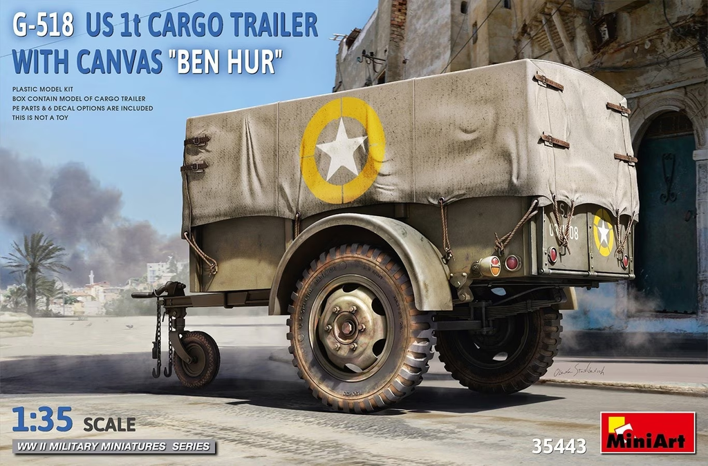 [MNT 35443] G-518 US 1 ton Cargo Trailer Ben Hur with Canvas