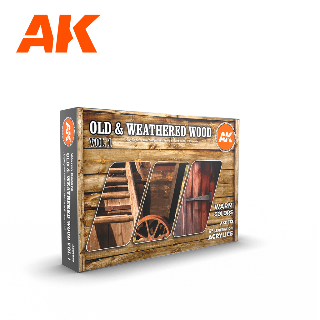 [AK AK11673] AK : Old & Weathered Wood VOL.1 (6pcs) │ 3rd Generation Acrylics