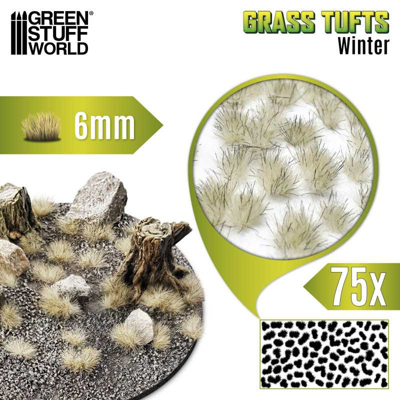 Green Stuff : Touffe d'herbe 6mm "Winter" (75pcs) │ Grass Tufts
