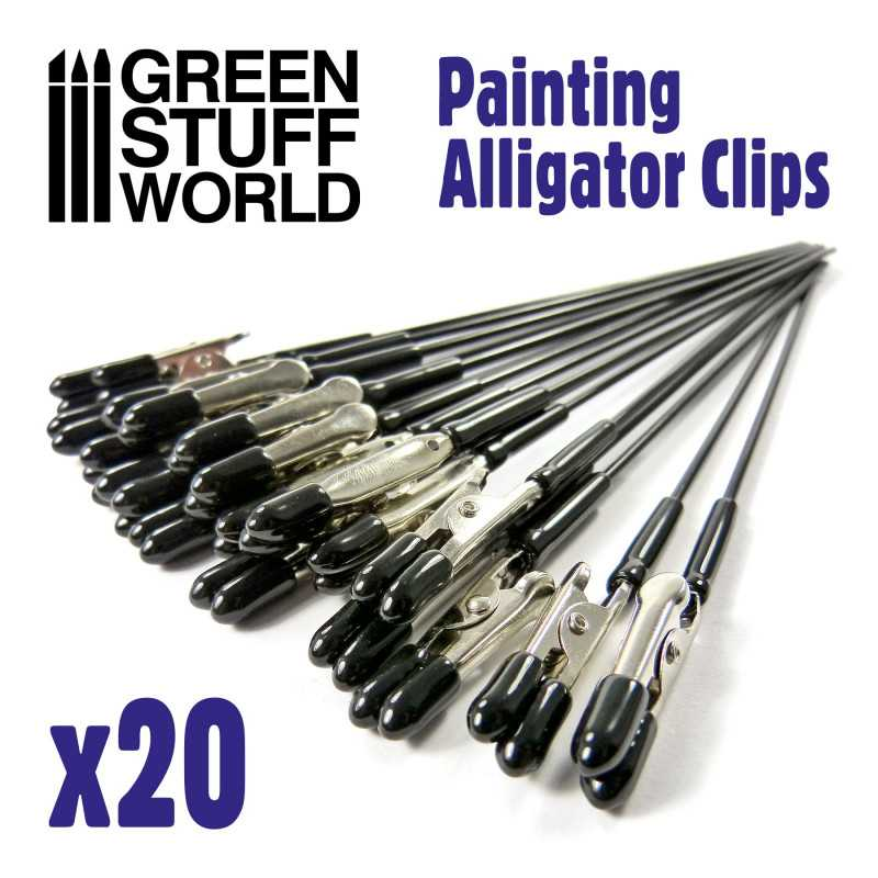 [GSW 10463] Green Stuff World: 20x Krokodillenbek Klemmen op Staaf voor Airbrush │ Modelbouw & Spuitwerk