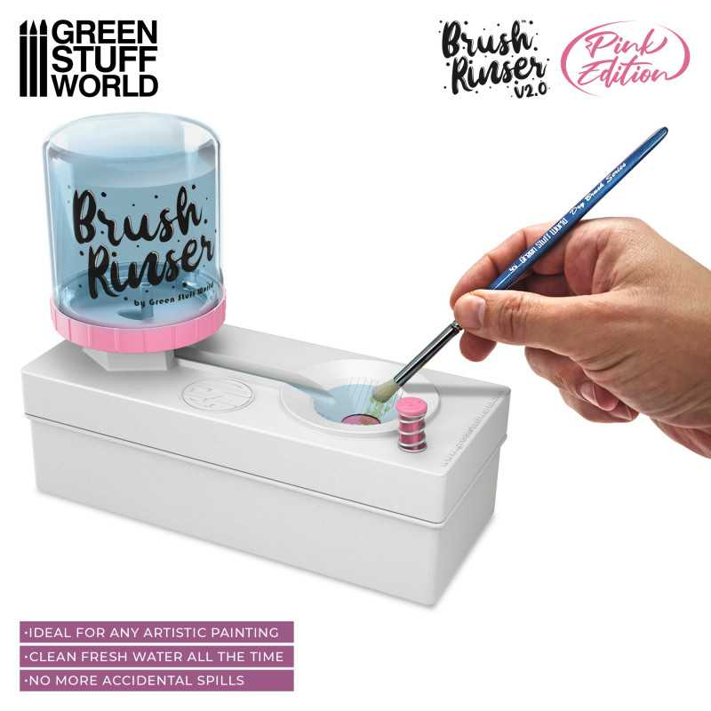 [GSW 11792] Green Stuff World : Brush Rinser Rose - Distributeur d'Eau & Rince-Pinceaux Automatique │ Modélisme & Peinture