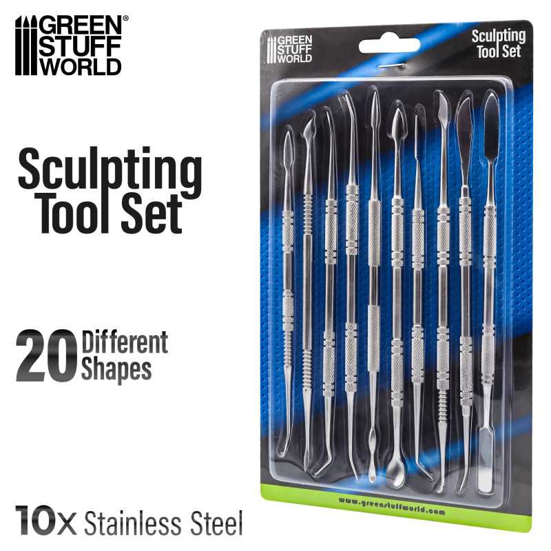 Green Stuff World: 10x Sculpting & Modeling Tools Set (20 Tips)