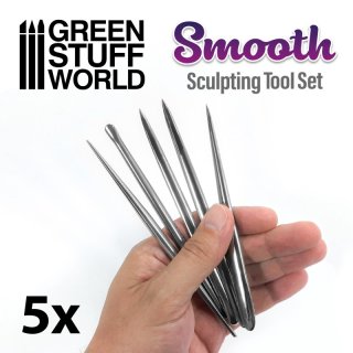 Green Stuff World : Set de 5 Outils de Sculpture Smooth (10 Embouts Inox Poli 420)