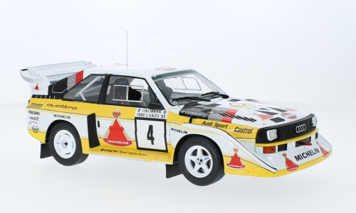 Ixo Models : Audi Sport quattro S1 E2 │ No.4 Rallye WM, 1000 Lakes Rally 1985 - S.Blomqvist/B.Cederberg [1/18]