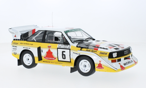 Ixo Models : Audi Sport quattro S1 E2 │ No.6 Rallye WM 1000 Lakes Rally H.Mikkola/A.Hertz - 1985 [1/18]