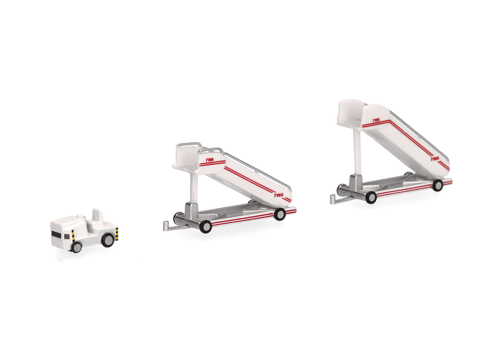 Herpa : TWA historische Fluggasttreppen (2x) mit Zugfahrzeug (1x) [1/200]